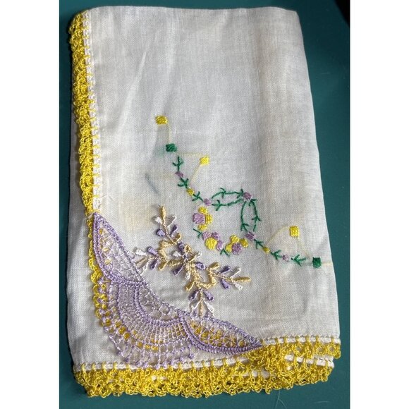 Accessories - VTG Victorian Edwardian Cotton Handkerchief Ivory Hand Crafted Lace Crocheted Ye